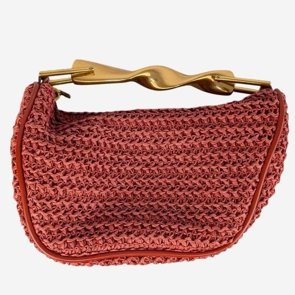 Zara Orange Crochet Bag Gold Wave Handle